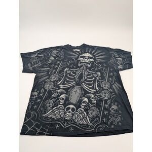 DOM‎ T Shirt Size 2XL  Day Of The Dead Black Skulls Holloween Y2K